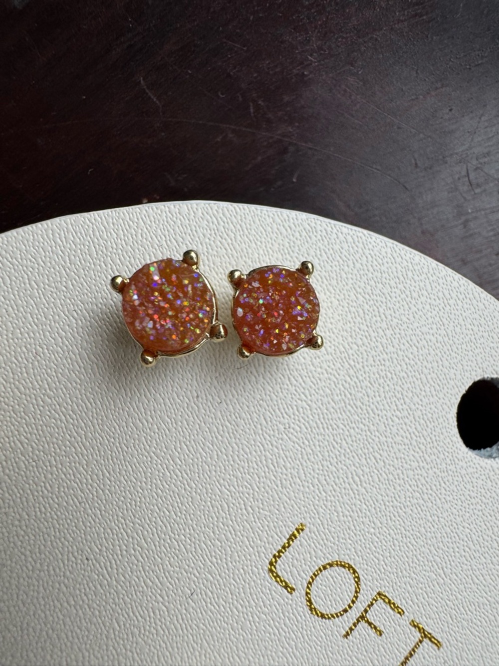 LOFT NWT 9 Pair Gold Tone Pastel Druzy Crystal Stud Earring Set - Picture 9 of 11
